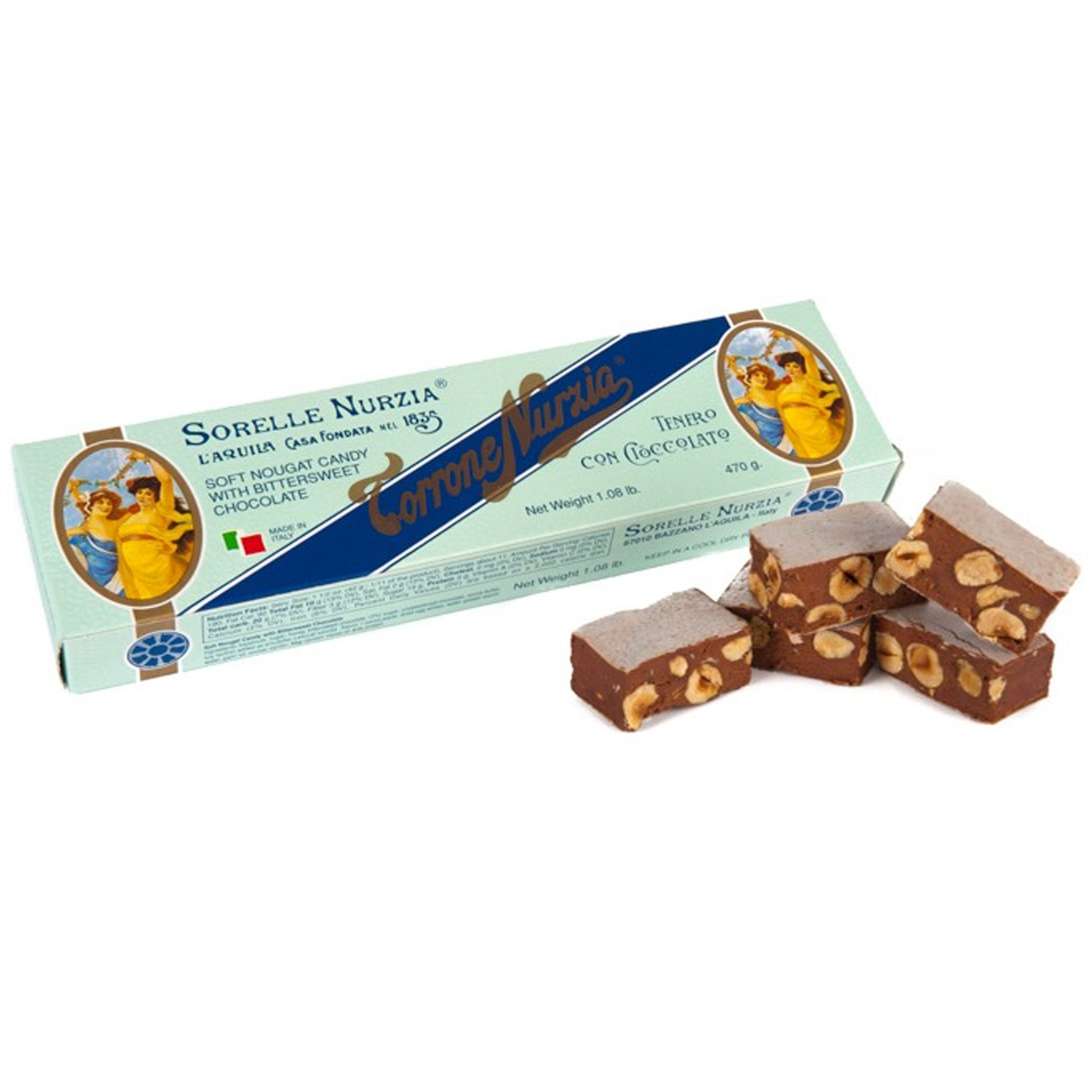 Sorelle Nurzia Torrone Tenero Con Cioccolato Fondente Puro Gr